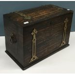 A Victorian coromandel and brass bound Gothic Revival desktop stationery cabinet, 42.