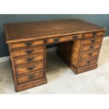 A Theodore Alexander for Brights of Nettlebed burr walnut double pedestal desk,