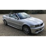 A silver BMW 330ci Sport Convertible 2002, Model E46, Reg. No.