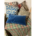 A collection of scatter cushions to include needlework covered examples,