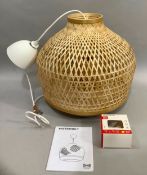 An Ikea basket weave ceiling light, 35cm high x 41cm diameter approximately