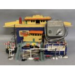 A Hornby Dublo D1 Through Station, a D1 Signal Cabin and a Meccano ltd A2 Power Control Unit,
