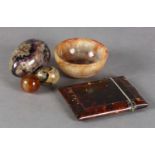 A 19TH CENTURY BLUE JOHN FLUORITE EGG, inset with a small pendant loop, 7.25cm, together with a Blue