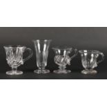 THREE EARLY 19TH CENTURY AND LATER CUSTARD CUPS, of moulded and cut design and a panel cut jelly