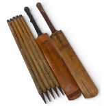 Vintage Cricket Bats and Wooden Stumps: a Len Hutton autograph Slazenger Gradidge - in used