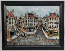 Robert Scott Oil on Canvas of a French Street Scene, framed size #37cm x 48cm