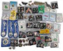 Pin Badge Collection, to include charity badges, collectors’ spoons, budgie association, and