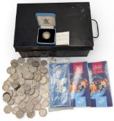 1997 Silver One Pound Royal Mint Coin, plus a tin of mostly British nickel half crowns, two UN50