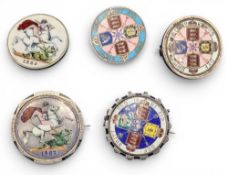 5x Enamelled Coins: Victoria Crown 1887, and double florins 1887 x3, a 1889 crown, with assorted
