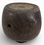 Fine carved wooden Tribal Drum with foot - size #32cm x 37cm