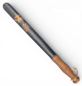 Victorian standard pattern police truncheon painted with crowned VR cypher - #46cm long