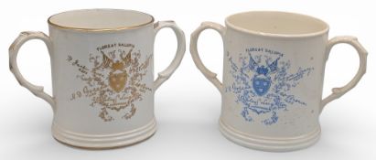 1892 Coalport Ceramic two handled Cup Tankards - General Election Shropshire, July 1892 - members of