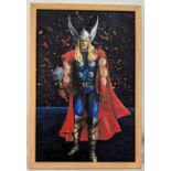 Marvel Comic Thor large painting, framed in canvas - size 64cm x 96cm