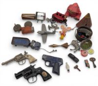 Vintage Lone Star Cap Gun and other playworn toys, to include a Dragnet cap gun, Benbros car,