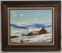1986 Peter Ward original Oil on Canvas, winter scene, size 59cm x 69cm