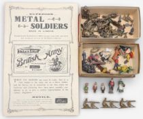 WW1 Lead Soldiers 22, 6cm size, some marked Made in Britain, plus some smaller ones; a selection