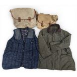 2x Period Brady Fishing Shoulder bags, canvas with leather trim, both with age related wear, a