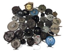 Large collection of vintage trotting and drum style reels, makers include Fuji, Allcock, Steelite,