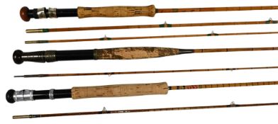 Interesting J A Barradell split cane fly rod with Jungle Cock eye label 8’ 2pc alloy down locking