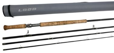 Loop Q 15’ 4 piece graphite salmon fly rod, #10, anti-flash blank, twin screw alloy reel fitting,