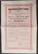 THE SUNDERLAND DISTRICT ELECTRIC TRAMWAYS LTD – 5% First Income Bond 1912. Made out as a