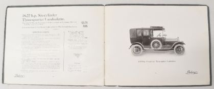 BELSIZE CARS 1914. A fine early 24 page catalogue with full page illustration of each of their 10
