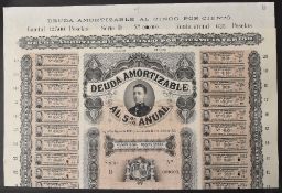 SPAINDEUDA PUBLICA DE ESPANA - 5% PERPETUAL LOAN, giant format beautiful specimen by Bradbury