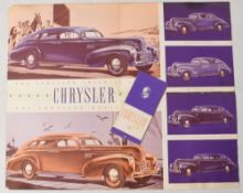 CHRYSLER 1939, large fold out page brochure illustrating their xxx with details and specifications