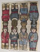 CHILDRENS RAG DOLL c1916 - multicoloured printed cotton cloth front and back for making up these 4