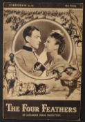 THE FOUR FEATHERS: WARTIME ADVENTURE FILM 1939 - 16 page programme, with over 30 photographs from