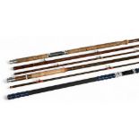 Bruce & Walker made in England, hollow glass salmon fly rod, 13ft 6" 3pc, line 8/10#, 26" handle,