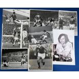1973/74 Manchester United Press photographs of players Holton x2, Martin, Macari x3, Graham,
