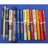Good selection of Sheaffer Ball Point Pens - advertising pens including a Cross BMW pen