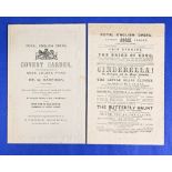 ENTERTAINMENT – 2X ROYAL OPERA PROGRAMMES AT COVENT GARDEN c1860s/70s – to incl Cinderella and St
