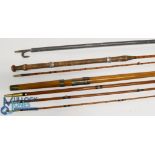 Charles Farlow of London 16ft 4pc greenheart salmon fly rod butt cap stamped 'Prize Medal 1862',