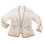 A vintage Chanel Ivory Silk Chain Trim Jacket from Spring 2002 - #36” chest with age related wear