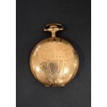 WALTHAM GOLD PLATED FULL HUNTER POCKET WATCH the case with engraved floral and scroll decoration,