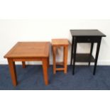 SELECTION OF CONTEMPORARY OCCASIONAL FURNITURE comprising an oak side / lamp table, an oak plant