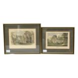 Three 19th Century hand-coloured engravings, local interest, including two depicting Netley Abbey