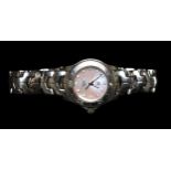 A ladies stainless steel Tag Heuer ‘Link’ quartz wristwatch, model WJ131C-1, the pink mother of