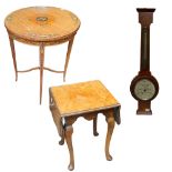 An Edwardian satinwood occasional table, of circular form, painted to the top with floral swags,
