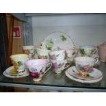 A 1970's Harry Wheatcroft Roses part tea set to include: eight tea plates,