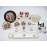 A small quantity of china ornaments to include: small mantle spaniels,