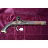 ***COLLECTION ONLY***An old Flintlock Pistol, stamped 1875, having a captive ramrod,