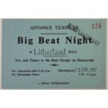 1961 BEATLES BIG BEAT LITHERLAND TICKET.