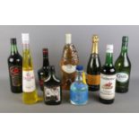 A collection of sealed alcohol to include Tia Maria, Ponte Trevere Frascati white wine, Galliano
