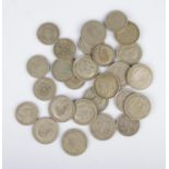 A good collection of post 1920, pre-1947 British half silver coinage to include florins, half
