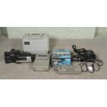 A collection of video and audio recording equipment, to include Sony SL-F1UB Betamax recorder,