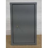 Steel pistol cabinet, with internal ammunition safe locked and missing the key, one key present to