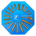 Thompson Center Arms Lucite shop display cartridge octagon, with eighteen cartridges showing live